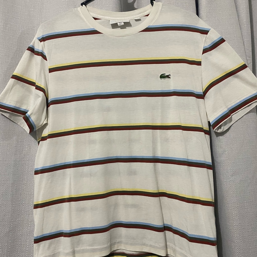 Lacoste Striped Cream Tee